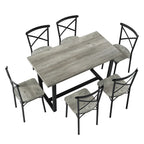 Salle à manger 7 pièces de style moderne avec table rectangulaire et 6 chaises à dossier croisé