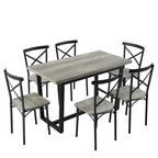 Salle à manger 7 pièces de style moderne avec table rectangulaire et 6 chaises à dossier croisé