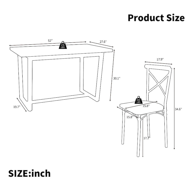 Salle à manger 7 pièces de style moderne avec table rectangulaire et 6 chaises à dossier croisé