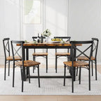 Salle à manger 7 pièces de style moderne avec table rectangulaire et 6 chaises à dossier croisé