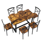 Salle à manger 7 pièces de style moderne avec table rectangulaire et 6 chaises à dossier croisé