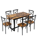 Salle à manger 7 pièces de style moderne avec table rectangulaire et 6 chaises à dossier croisé