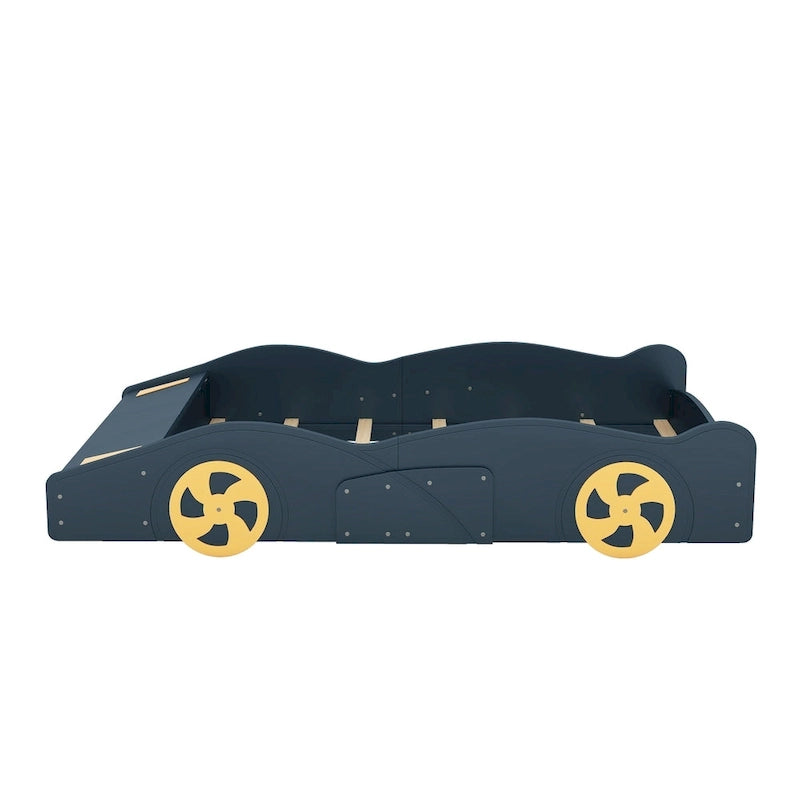Lit Voiture de Course Entier en Pin avec Roues et Rangement