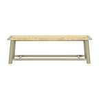 Banc Moderne Ferme en Rotin et Bois Massif - 150 cm Banc Intérieur et Extérieur Couvert Design Multifonctionnel
