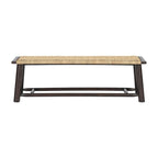 Banc Moderne Ferme en Rotin et Bois Massif - 150 cm Banc Intérieur et Extérieur Couvert Design Multifonctionnel