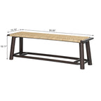 Banc Moderne Ferme en Rotin et Bois Massif - 150 cm Banc Intérieur et Extérieur Couvert Design Multifonctionnel