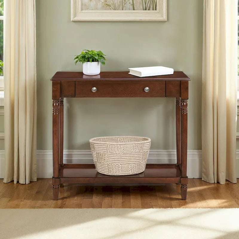 Console d'entrée French Country Manor Convenience Concepts à 1 tiroir et étagère, sans outils