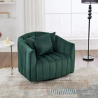 Grand fauteuil club pivotant à 360° et demi-canapé douillet avec 3 oreillers, fauteuil club en velours capitonné en forme de citrouille