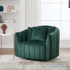 Grand fauteuil club pivotant à 360° et demi-canapé douillet avec 3 oreillers, fauteuil club en velours capitonné en forme de citrouille