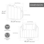 Grand fauteuil club pivotant à 360° et demi-canapé douillet avec 3 oreillers, fauteuil club en velours capitonné en forme de citrouille