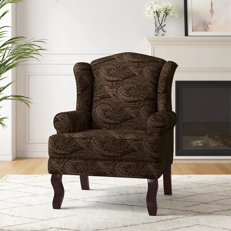 Fauteuil d'appoint rembourré Mid-Century Modern avec oreilles
