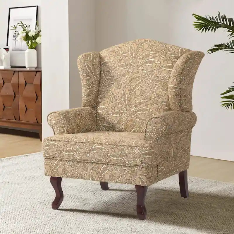 Fauteuil d'appoint rembourré Mid-Century Modern avec oreilles