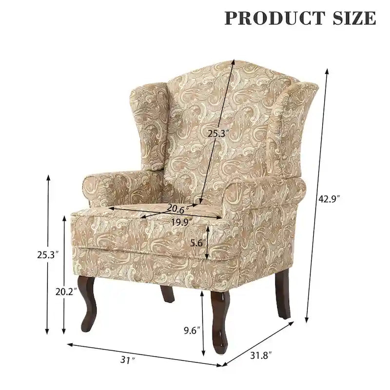 Fauteuil d'appoint rembourré Mid-Century Modern avec oreilles