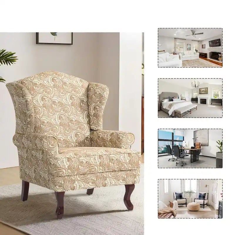 Fauteuil d'appoint rembourré Mid-Century Modern avec oreilles