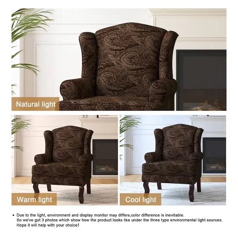 Fauteuil d'appoint rembourré Mid-Century Modern avec oreilles