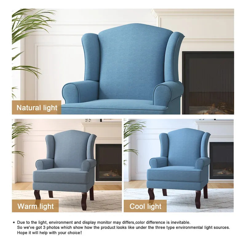 Fauteuil d'appoint rembourré Mid-Century Modern avec oreilles