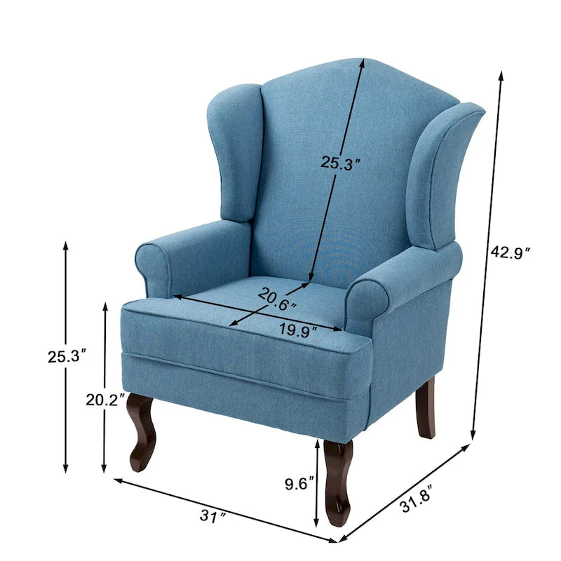 Fauteuil d'appoint rembourré Mid-Century Modern avec oreilles