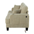 Canapé Loveseat Contemporain en Corduroy de 61 po avec 2 Coussins et Porte-gobelet