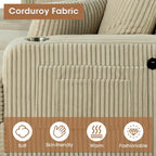 Canapé Loveseat Contemporain en Corduroy de 61 po avec 2 Coussins et Porte-gobelet