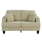 Canapé Loveseat Contemporain en Corduroy de 61 po avec 2 Coussins et Porte-gobelet