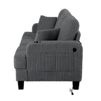 Canapé Loveseat Contemporain en Corduroy de 61 po avec 2 Coussins et Porte-gobelet