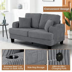 Canapé Loveseat Contemporain en Corduroy de 61 po avec 2 Coussins et Porte-gobelet