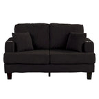 Canapé Loveseat Contemporain en Corduroy de 61 po avec 2 Coussins et Porte-gobelet