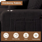 Canapé Loveseat Contemporain en Corduroy de 61 po avec 2 Coussins et Porte-gobelet