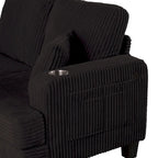 Canapé Loveseat Contemporain en Corduroy de 61 po avec 2 Coussins et Porte-gobelet