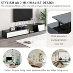 Meuble TV moderne minimaliste rectangulaire extensible 254 cm avec deux tiroirs - 15,70 x 70,70 x 15,70