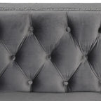 Canapé 2 places et causeuse modernes en velours hollandais beige, pieds en fer