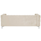 Canapé 2 places et causeuse modernes en velours hollandais beige, pieds en fer