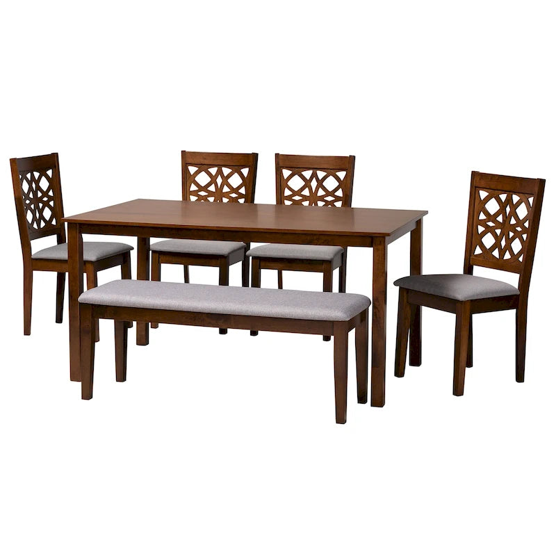 Ensemble de salle à manger Abigail en tissu et bois de style moderne