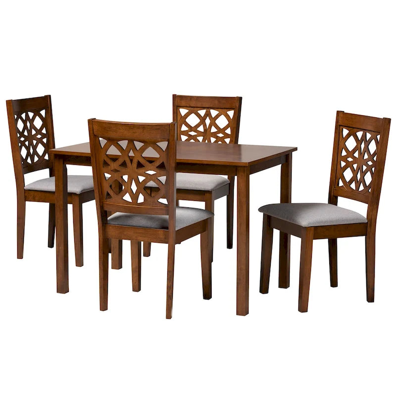 Ensemble de salle à manger Abigail en tissu et bois de style moderne