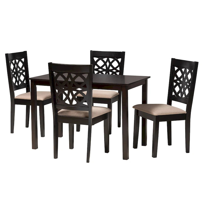 Ensemble de salle à manger Abigail en tissu et bois de style moderne