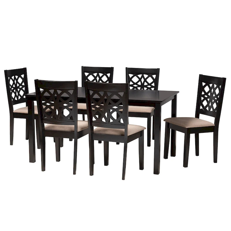 Ensemble de salle à manger Abigail en tissu et bois de style moderne