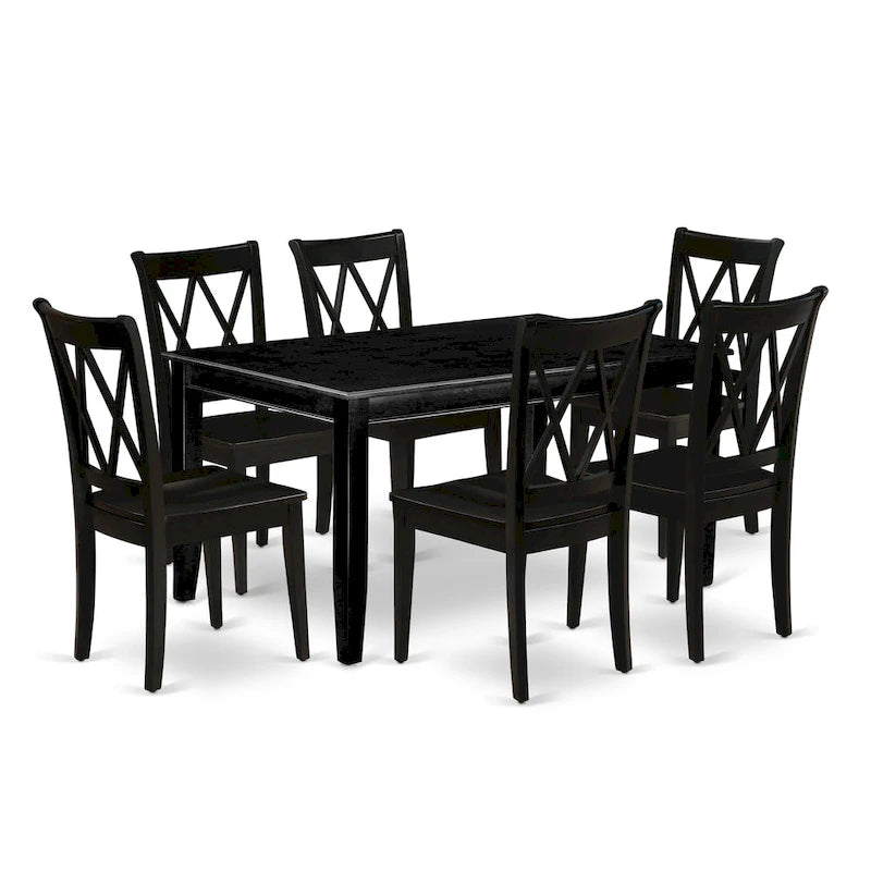 Table de salle à manger avec chaises, noir (Option Pièces)