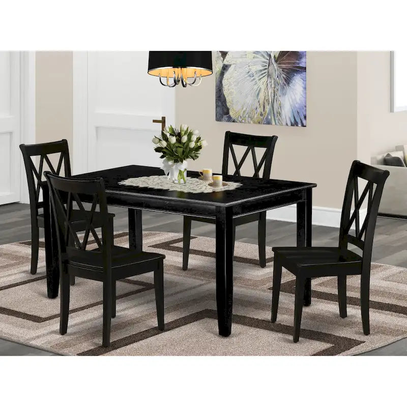 Table de salle à manger avec chaises, noir (Option Pièces)