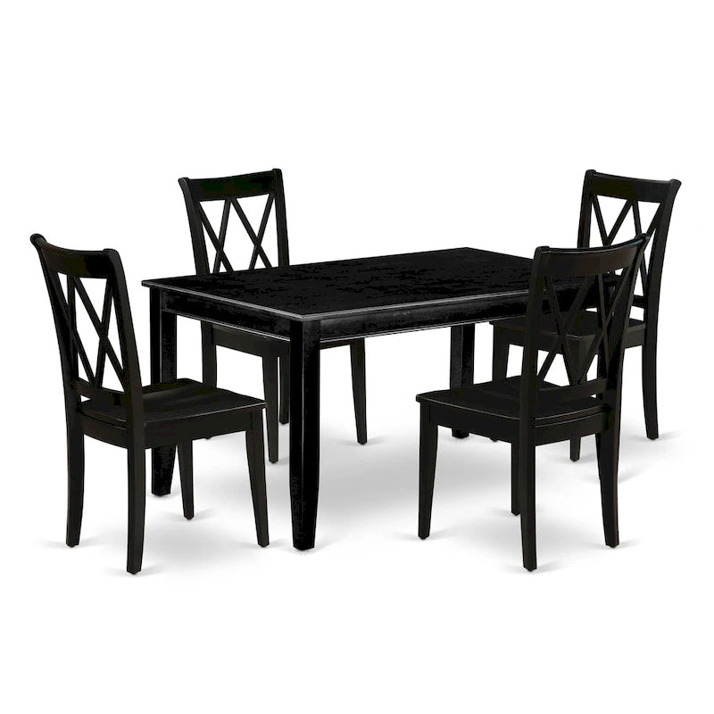 Table de salle à manger avec chaises, noir (Option Pièces)