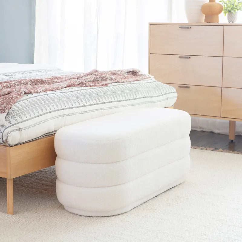 Pouf sherpa ovale Halley White