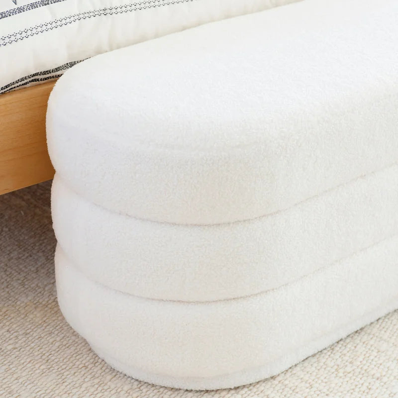 Pouf sherpa ovale Halley White
