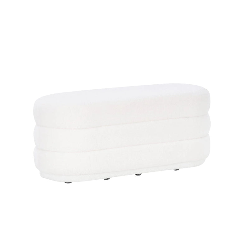 Pouf sherpa ovale Halley White