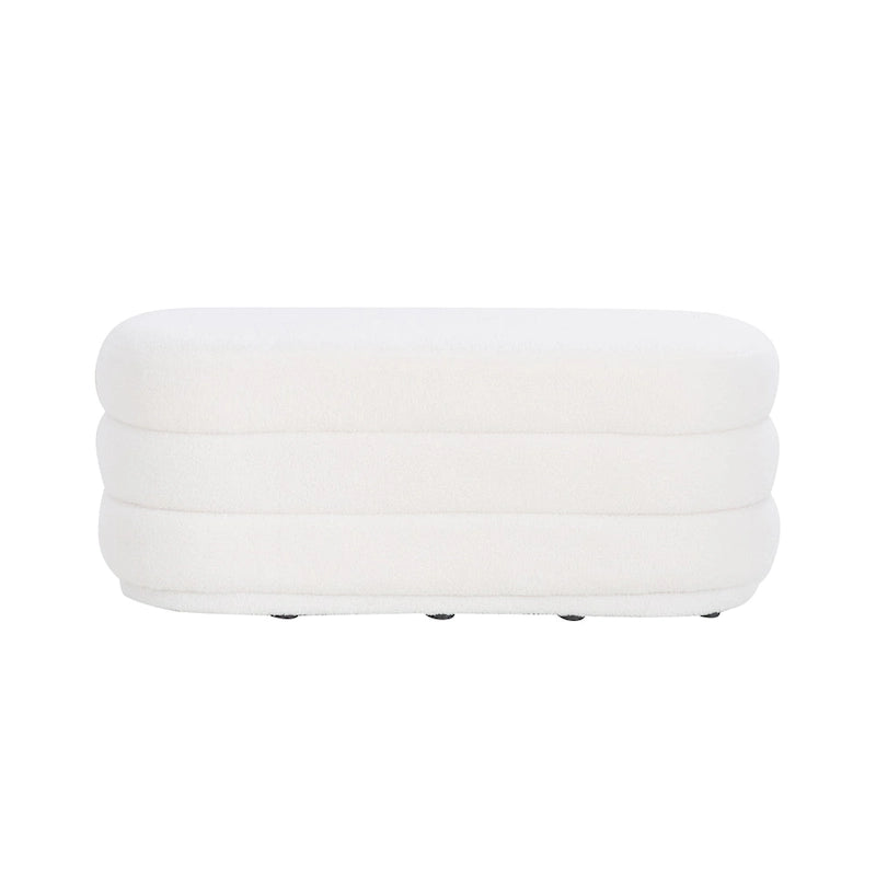 Pouf sherpa ovale Halley White