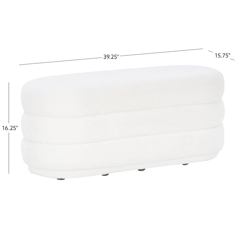 Pouf sherpa ovale Halley White