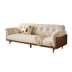Canapé 3 places moderne en tissu mélangé coton-lin, beige