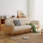 Canapé 3 places moderne en tissu mélangé coton-lin, beige