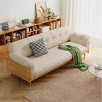Canapé 3 places moderne en tissu mélangé coton-lin, beige