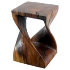 Tabouret Original Twist en Bois 12 X 12 X 18 po Huile Noyer - 12 x 12 x 18