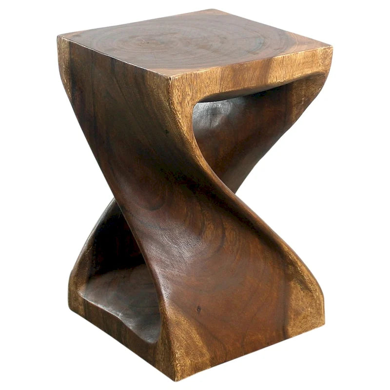 Tabouret Original Twist en Bois 12 X 12 X 18 po Huile Noyer - 12 x 12 x 18