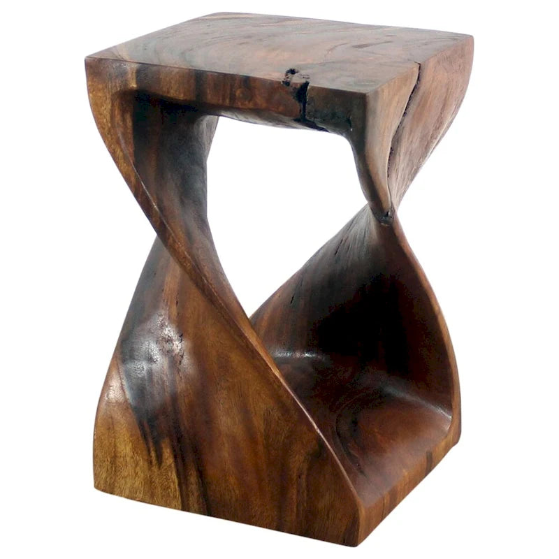 Tabouret Original Twist en Bois 12 X 12 X 18 po Huile Noyer - 12 x 12 x 18